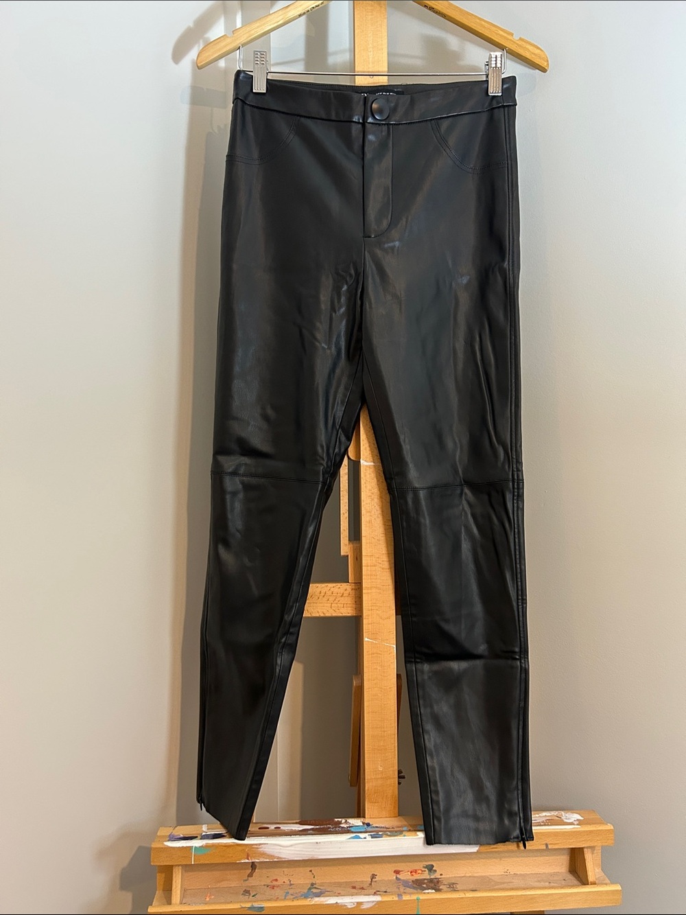 Zara Black Faux Leather Slim Tapered Pants